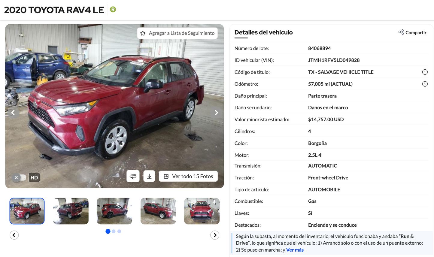 YA EN ADUANA!!!Toyota Rav4 LE 2020 - VENDIDA EN $13,800